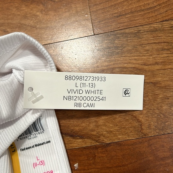 NWT white ribbed cami Large (11-13) - Picture 4 of 8